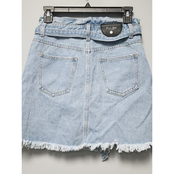 Denim Blvd Distressed Jean Mini Skirt Women's NWOT Belted - Picture 2 of 8